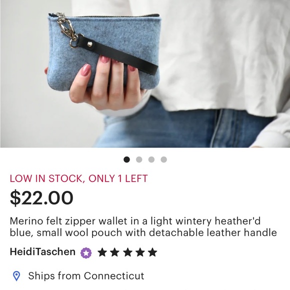 NWT Heidi Taschen merino felt zippered wallet leather handle pouch - Picture 16 of 16